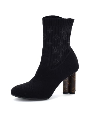 Women's Silhouette Ankle Boots Monogram Knit Fabric